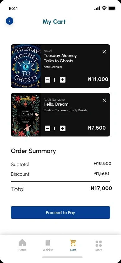 Aryu School App, cart with order summary