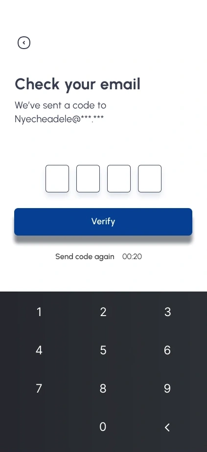 Aryu School App, enter the code sent by email