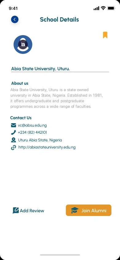 Aryu School App, school profile