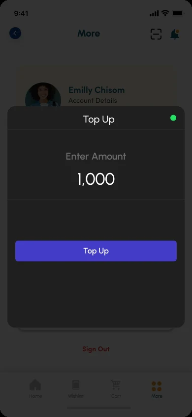 Aryu School App, top up the wallet