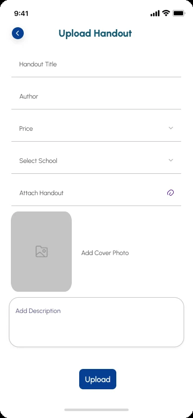 Aryu School App, upload a handout