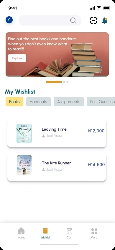 Aryu School App, wishlist